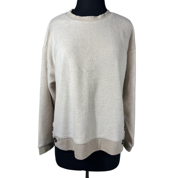 Madewell Resourced Brushed Side Button Oversized Relaxed Fit Sweatshirt Tan M - Picture 2 of 13
